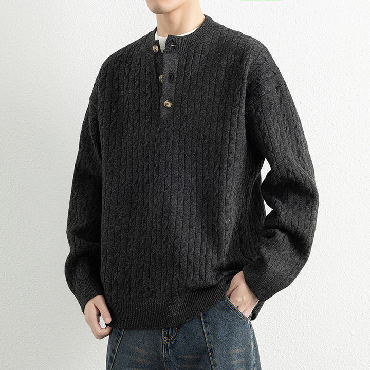 Herren Strickpullover mit Knopfdetails und strukturierter Oberfläche Echoarchiv
