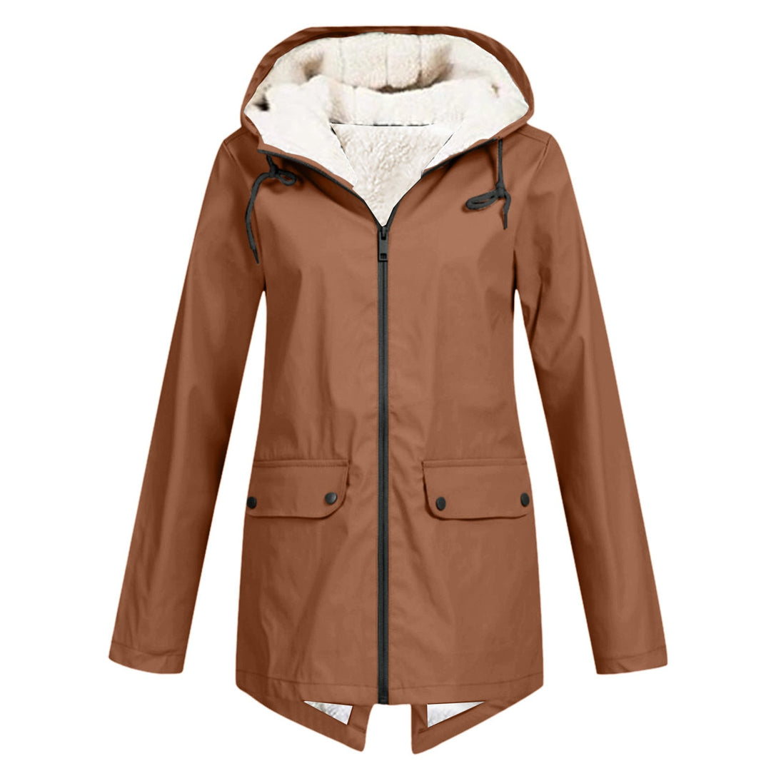 Damen wetterfeste und gefütterte Regenjacke mit verstellbarem Kapuzenkragen Echoarchiv