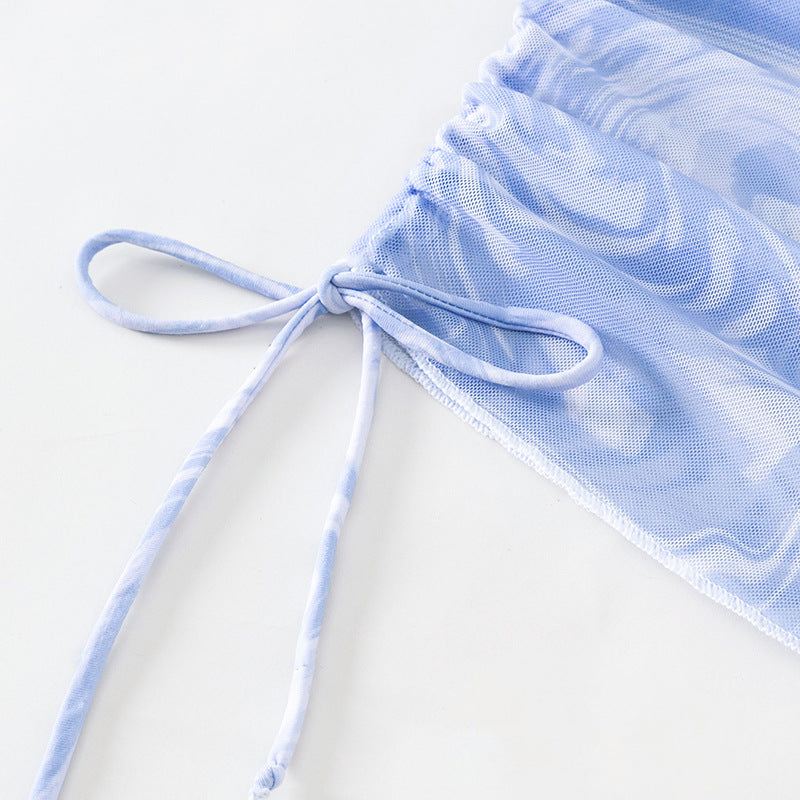 Damen Crop-Bikini-Set mit verspieltem Marmor-Design Echo Archiv