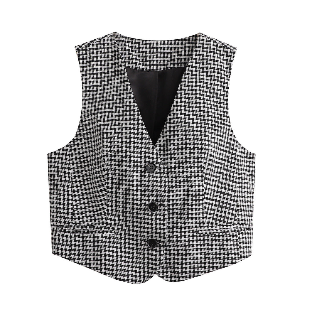 Damen nan taillierte Business-Weste mit V-Ausschnitt und paspelierten Eingrifftaschen Echo Archiv