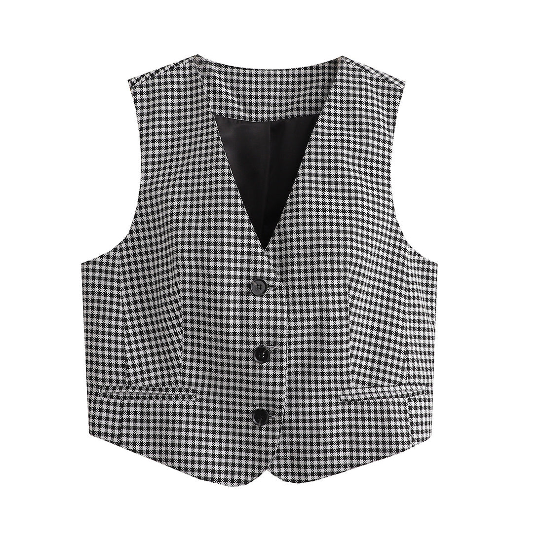 Damen taillierte Business-Weste mit V-Ausschnitt und paspelierten Eingrifftaschen – Célinea