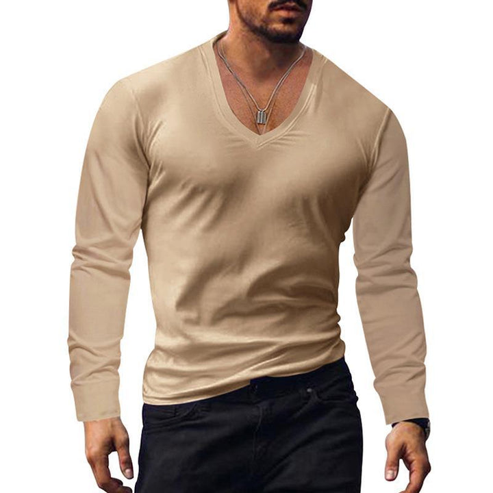 Herren langärmliges V-Ausschnitt T-Shirt Echoarchiv