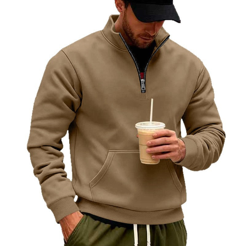 Herren nan Halbzip-Sweatshirt mit Kängurutasche, elastischen Rippbündchen und hohem Stehkragen Echo Archiv