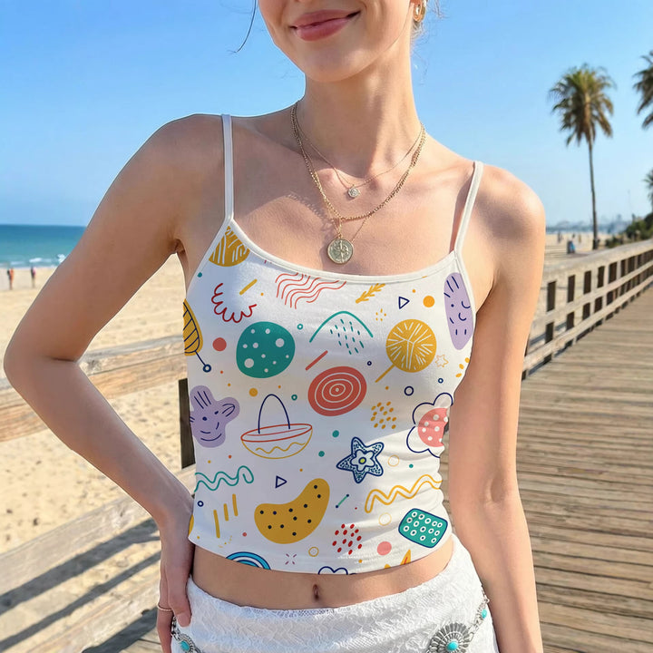 Damen Crop-Top mit kreativem Grafikdruck Echo Archiv