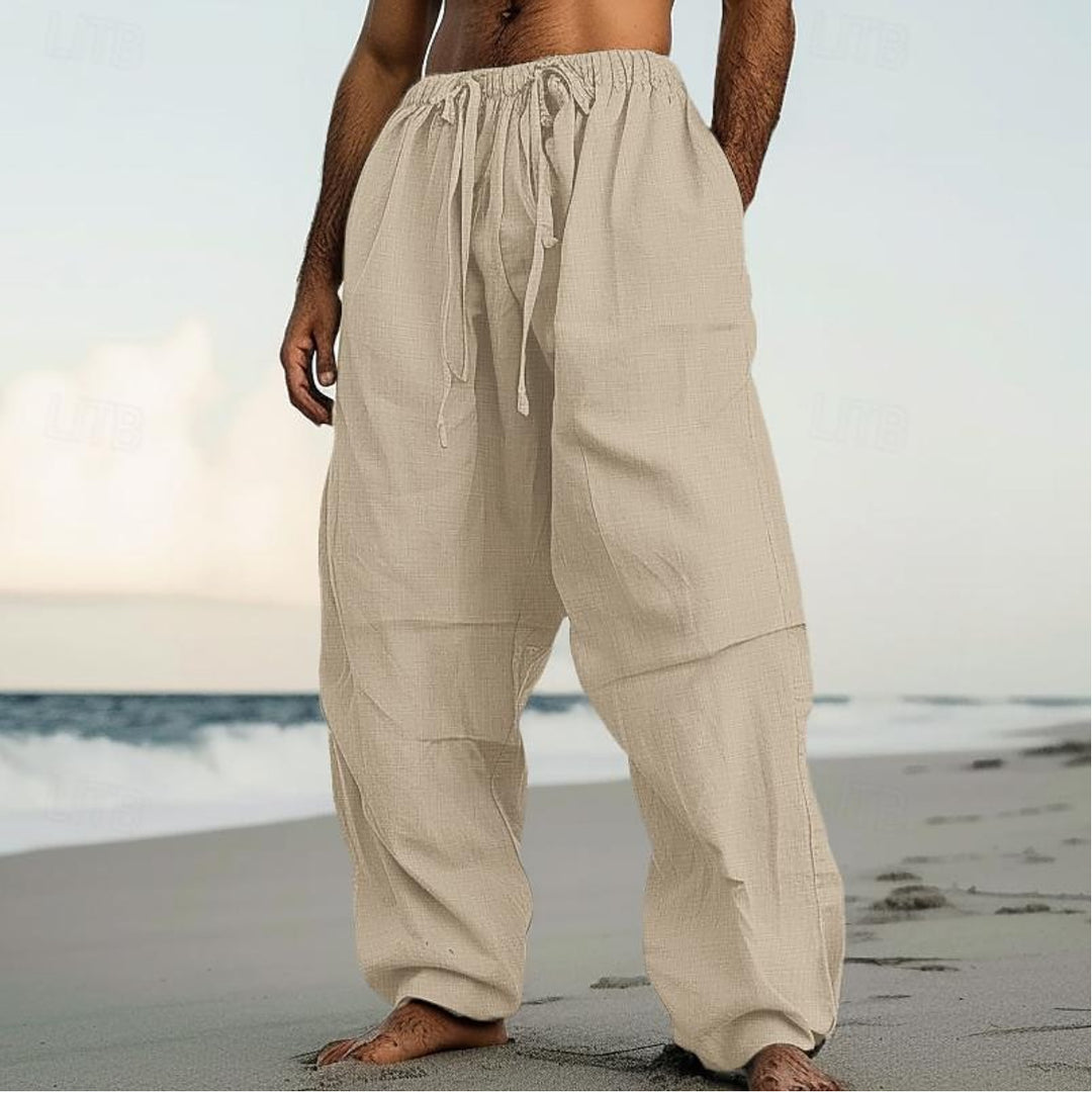 Herren luftige Leinenhose mit elastischem Bund Echoarchiv