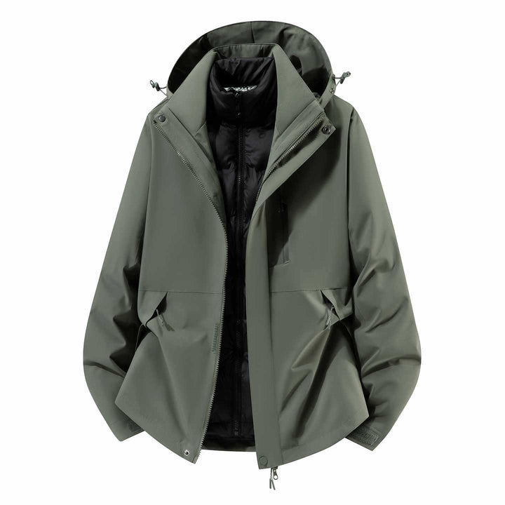 Herren Wasserfeste dreiteilige Winterjacke mit abnehmbarer Daunen-Innenjacke und Kapuze Echo Archiv