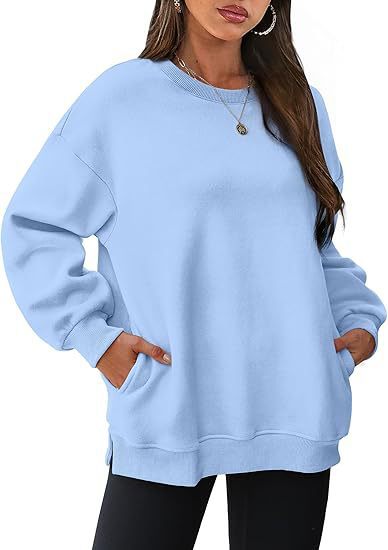 Damen nan lässiger Oversize-Sweatpullover mit seitlichen Eingrifftaschen, geripptem Saum und überschnittener Schulter Echo Archiv