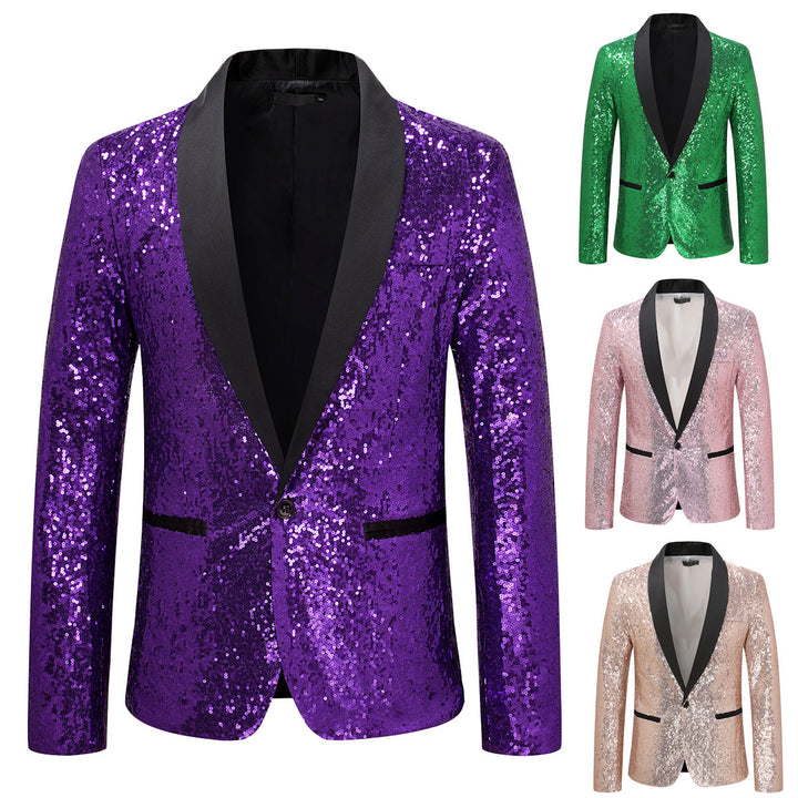 Herren Pailletten Blazer mit elegantem Revers und Slim-Fit-Schnitt Echoarchiv