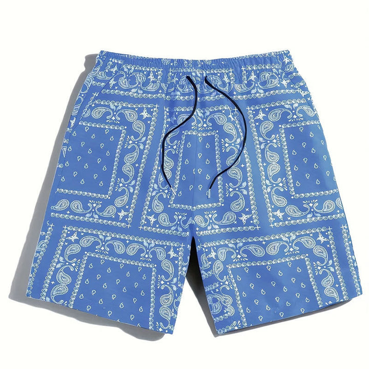Herren Badeshorts aus atmungsaktivem Material mit modernem Paisleymuster Echoarchiv