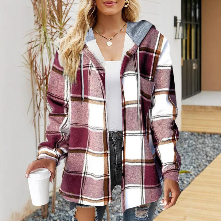 Frauen Oversized Hoodie mit Druckknopfverschluss und Kontrastbesatz – Auréline