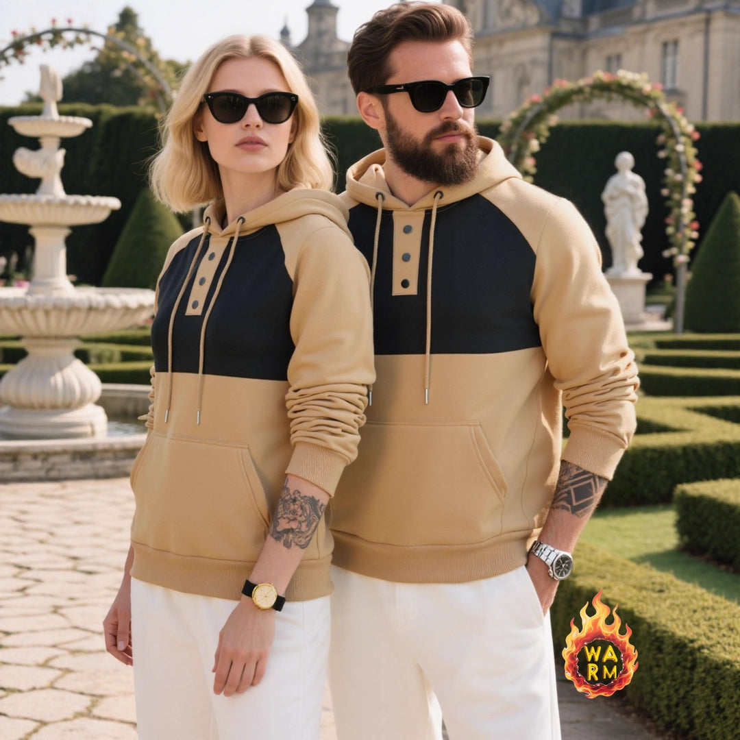 Herren modischer Hoodie mit Knopfdetails und Kontrastdesign Echoarchiv