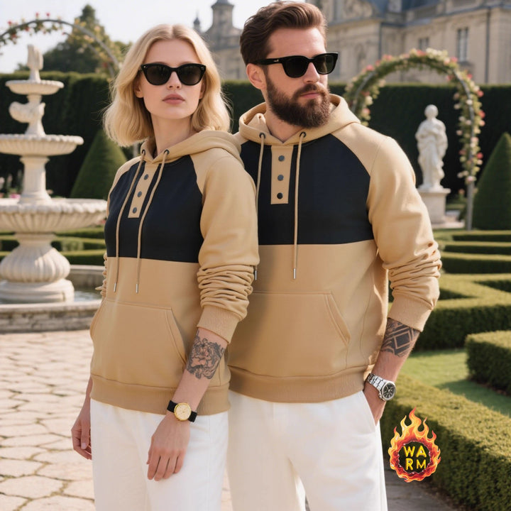 Herren modischer Hoodie mit Knopfleiste und farblich abgesetzten Ärmeln Echoarchiv