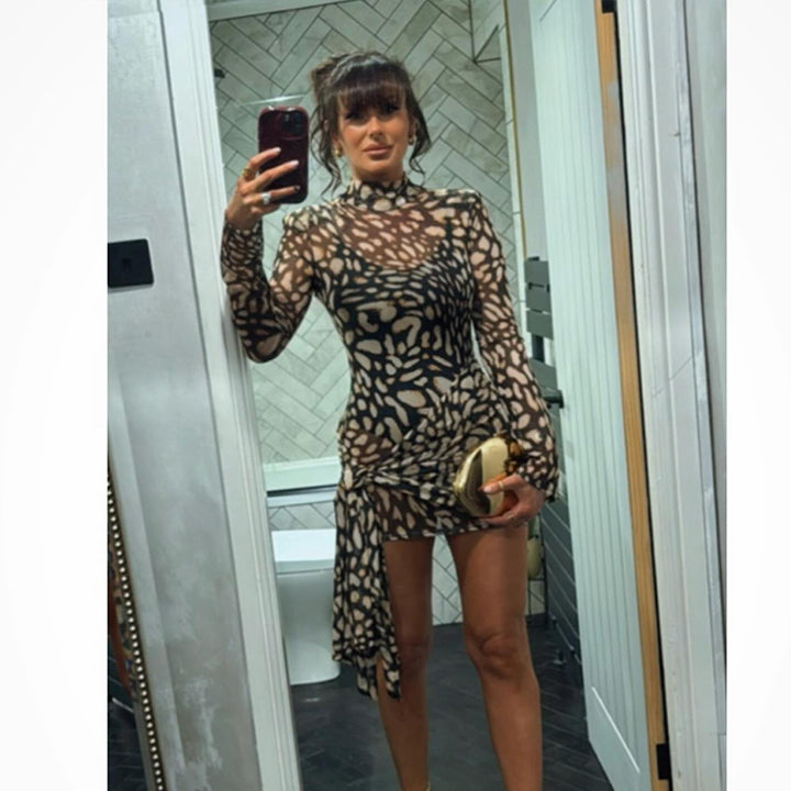 Damen Bodycon Kleid mit langen Ärmeln und animalischem Muster Echo Archiv