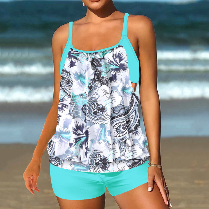 Damen Tankini-Set mit modischem Leopardenmuster und fließendem Oberteil Echo Archiv