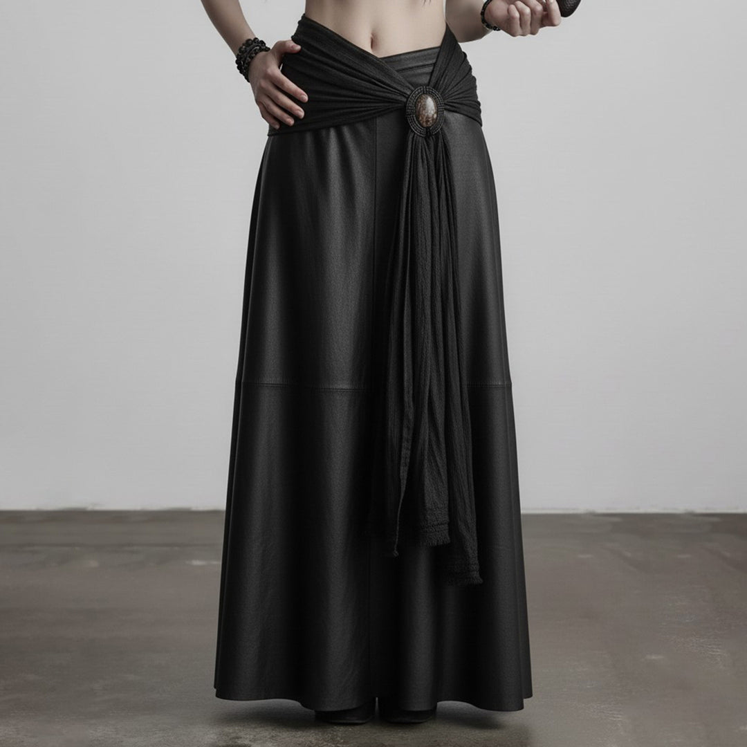 Damen eleganter Satin-Abendrock mit raffinierten Rüschen und Spitzenakzenten Echo Archiv
