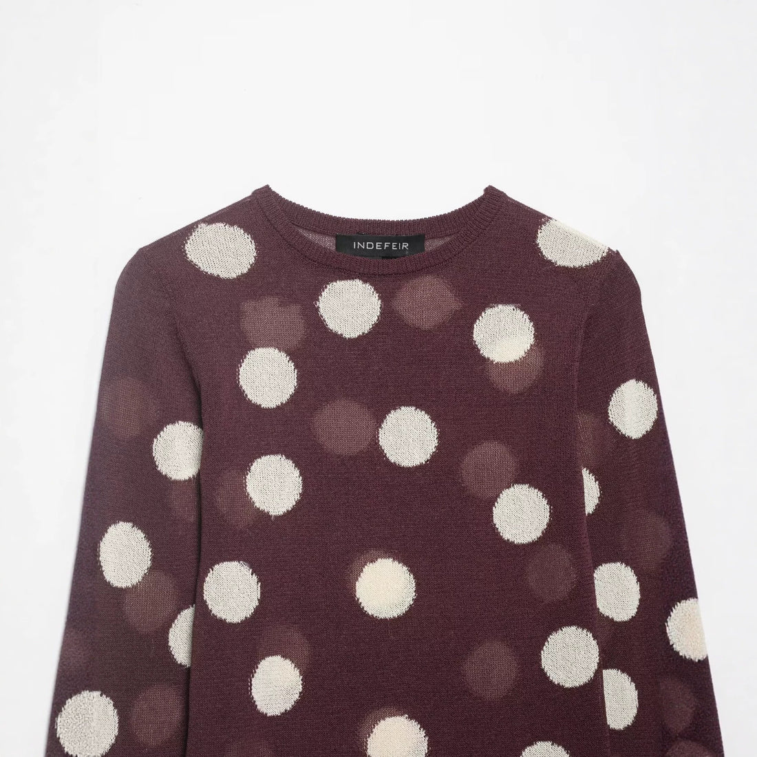 Damen Leichter Polka-Dot Feinstrickpullover mit Rundhals und Relaxed-Schnitt Echo Archiv