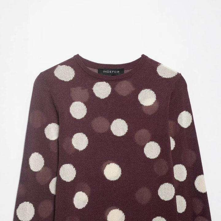 Damen Leichter Polka-Dot Feinstrickpullover mit Rundhals und Relaxed-Schnitt Echo Archiv