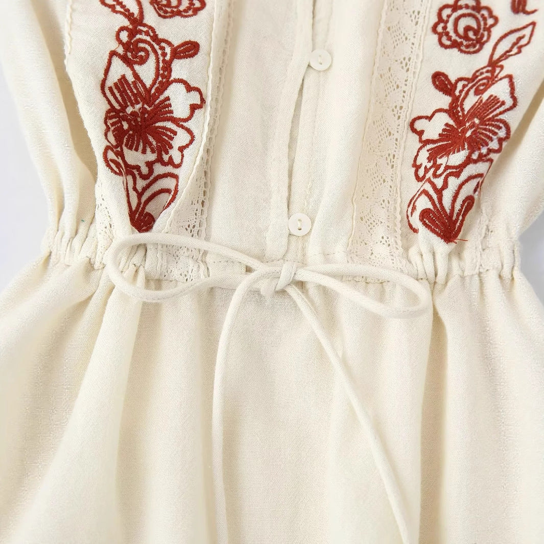 Damen nan bestickte Boho-Bluse mit Tunnelzugtaillierung, Spitzenbesatz und Volantbund Echo Archiv