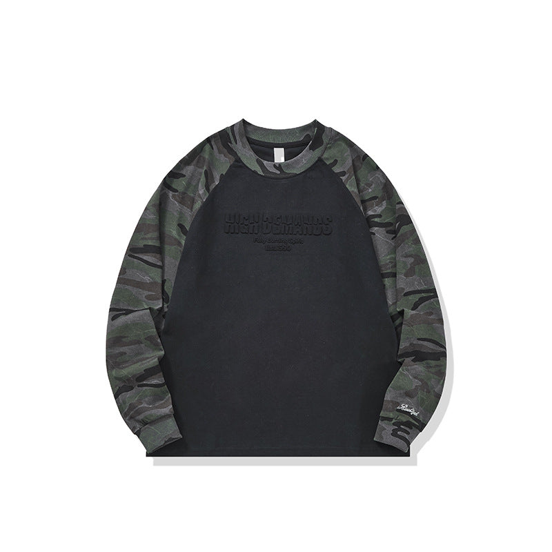 Unisex Oversize-Sweatshirt mit Camouflage-Raglanärmeln und geprägtetem Frontlogo Echoarchiv