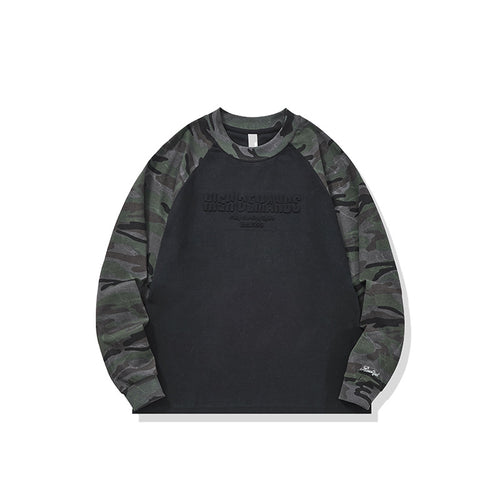 Unisex Oversize-Sweatshirt mit Camouflage-Raglanärmeln und geprägtetem Frontlogo Echoarchiv