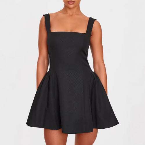 Damen A-Linien Kleid mit quadratischem Ausschnitt und angeschnittenen Taschen Echo Archiv