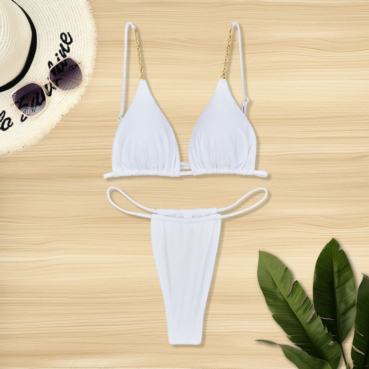 Damen Triangel-Bikini mit hochwertigem Goldakzent und raffinierten Trägern Echo Archiv