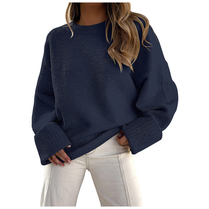 Damen Oversize Bouclé-Strickpullover mit überschnittener Schulter und breiten Bündchen – Mavelle