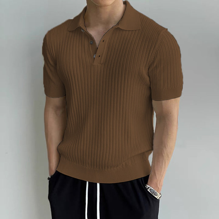 Herren Elegantes Kurzarm-Strickpoloshirt mit Rippstruktur Echo Archiv