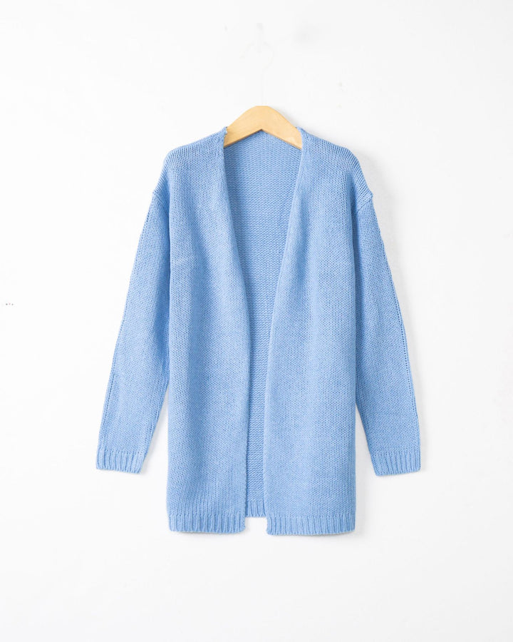 Damen Longline Strickcardigan ohne Verschluss mit offener Front und feiner Rippkante Echo Archiv