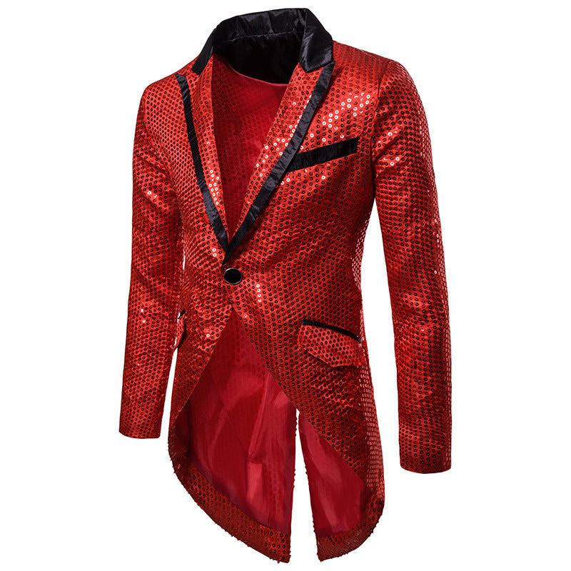 Herren eleganter Pailletten-Blazer mit asymmetrischem Schnitt und luxuriösem Design Echoarchiv