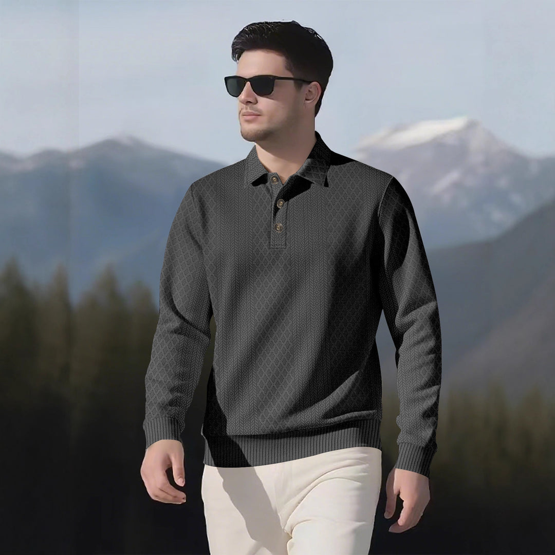 Herren modischer Langarmpullover mit Knopfleiste Echoarchiv