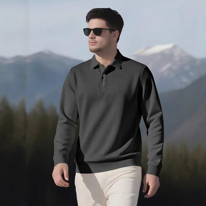 Herren modischer Langarmpullover mit Knopfleiste Echoarchiv
