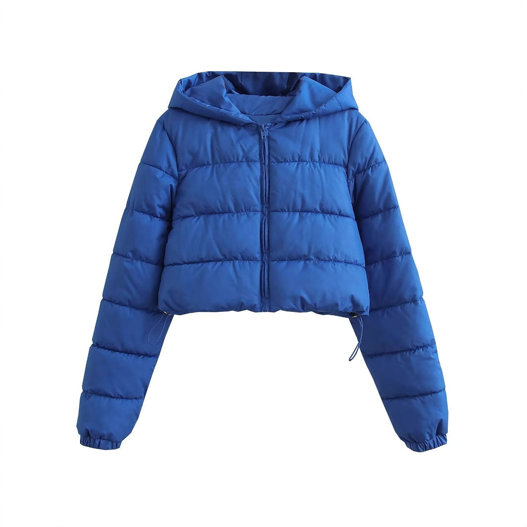 Damen Kurze gesteppte Kapuzen‑Steppjacke mit Tunnelzug und Reißverschluss Echo Archiv