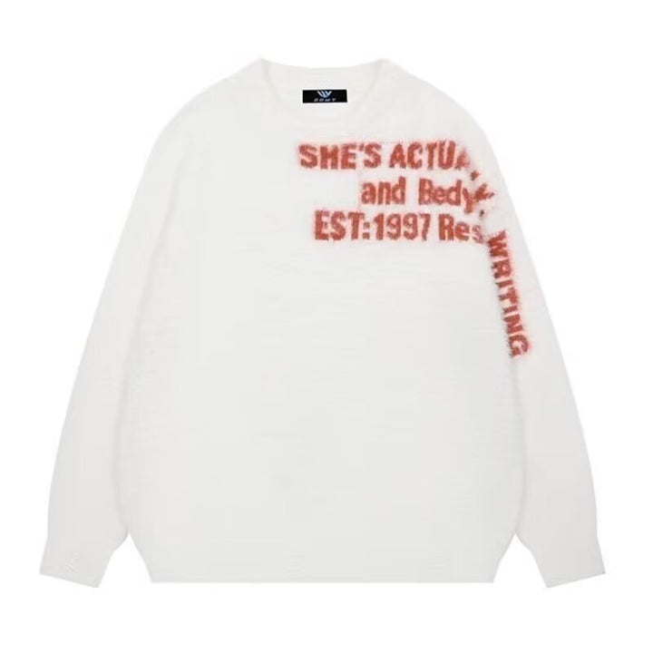 Damen Lässiger Oversized Pullover mit grafischem Print Echoarchiv