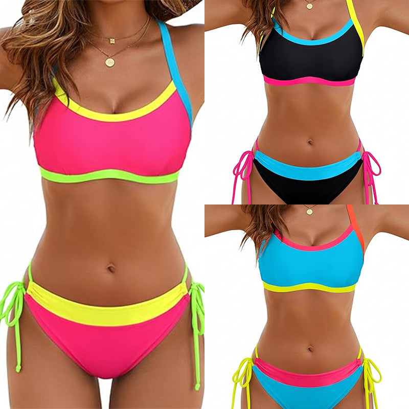 Damen Bikini-Set mit bunten Akzenten und verstellbaren Schnüren Echo Archiv