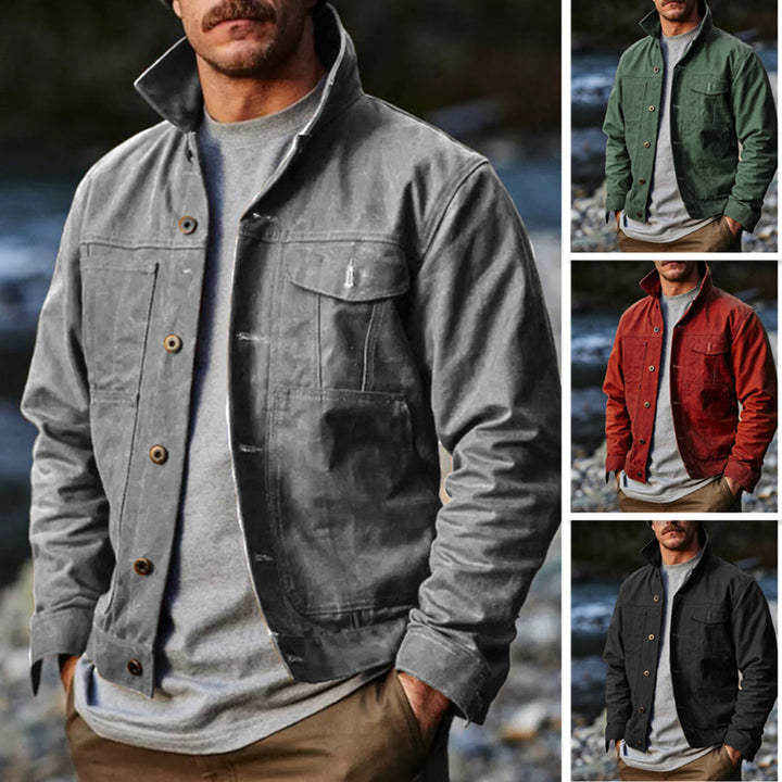 Herren leichte Utility-Jacke mit praktischen Taschen und stylischem Stehkragen Echoarchiv