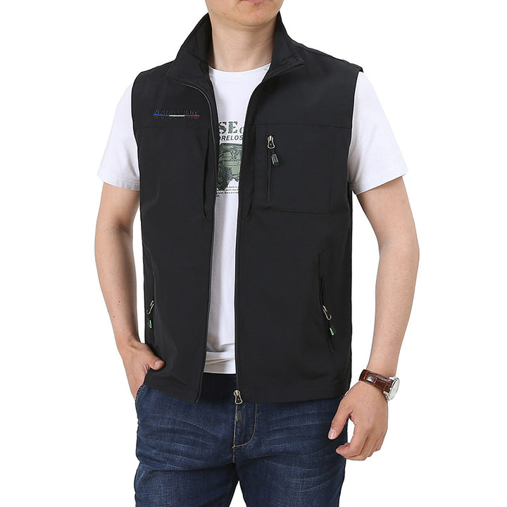 Herren Softshell-Utility-Weste mit Stehkragen und Multifachtaschen Echo Archiv