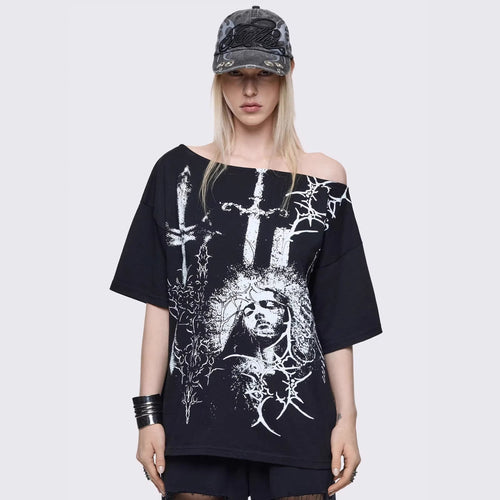 Damen Oversized T-Shirt mit kreativem Grafikdesign Echo Archiv