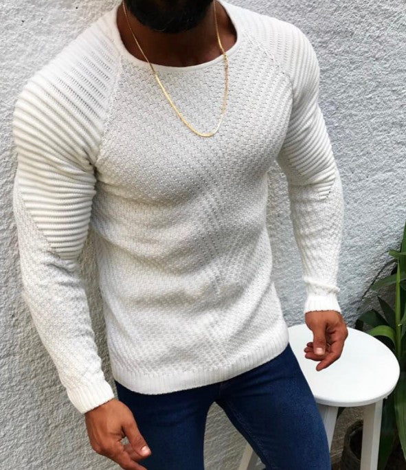Herren nan strukturierter Slim-Fit Raglanpullover aus feinem Rippen- und Waffelstrick Echo Archiv