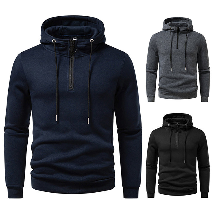 Herren Kapuzenpullover mit halblangem Reißverschluss und modernem Schnitt Echoarchiv