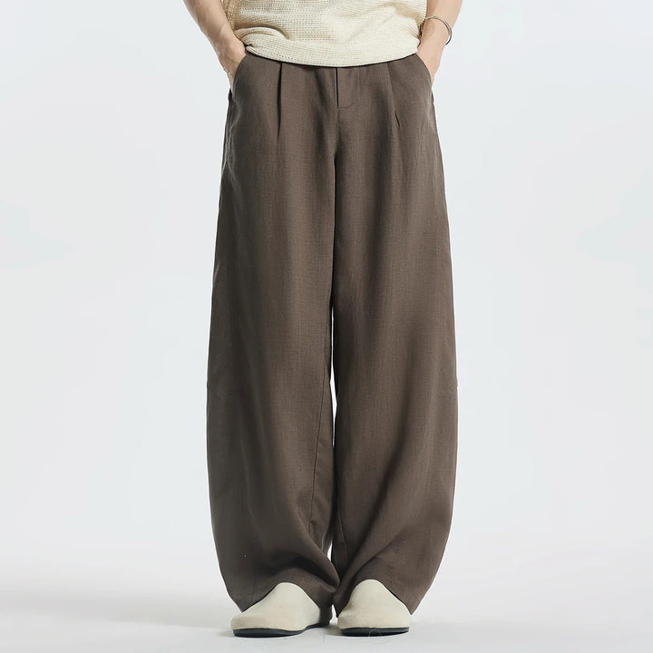 Damen Weitgeschnittene Leinenhose mit seitlichen Taschen Echo Archiv