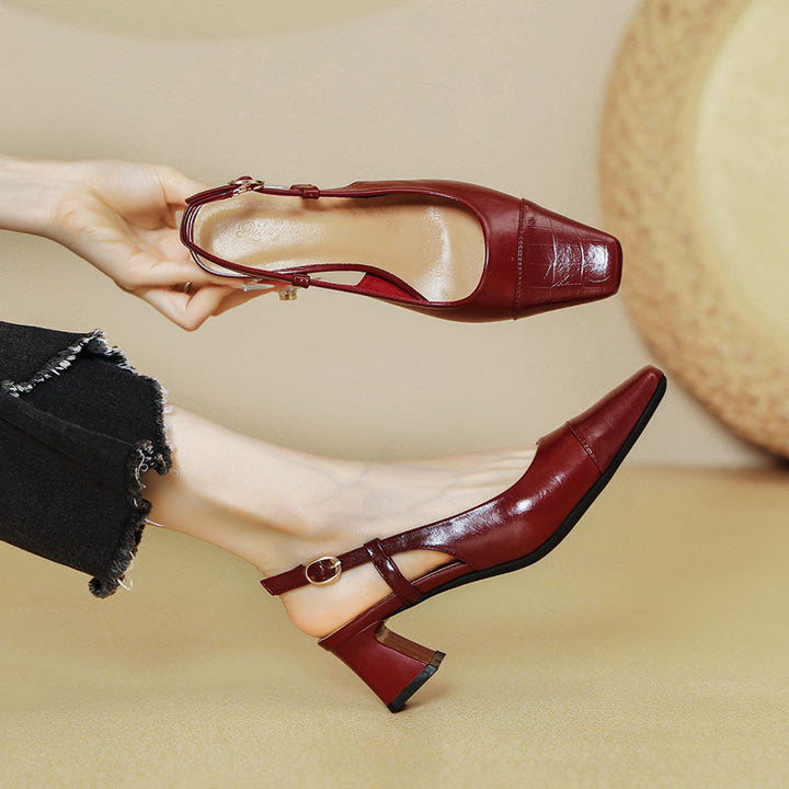 Damen Slingback-Pumps mit metallischem Obermaterial und edlem Blockabsatz Echoarchiv