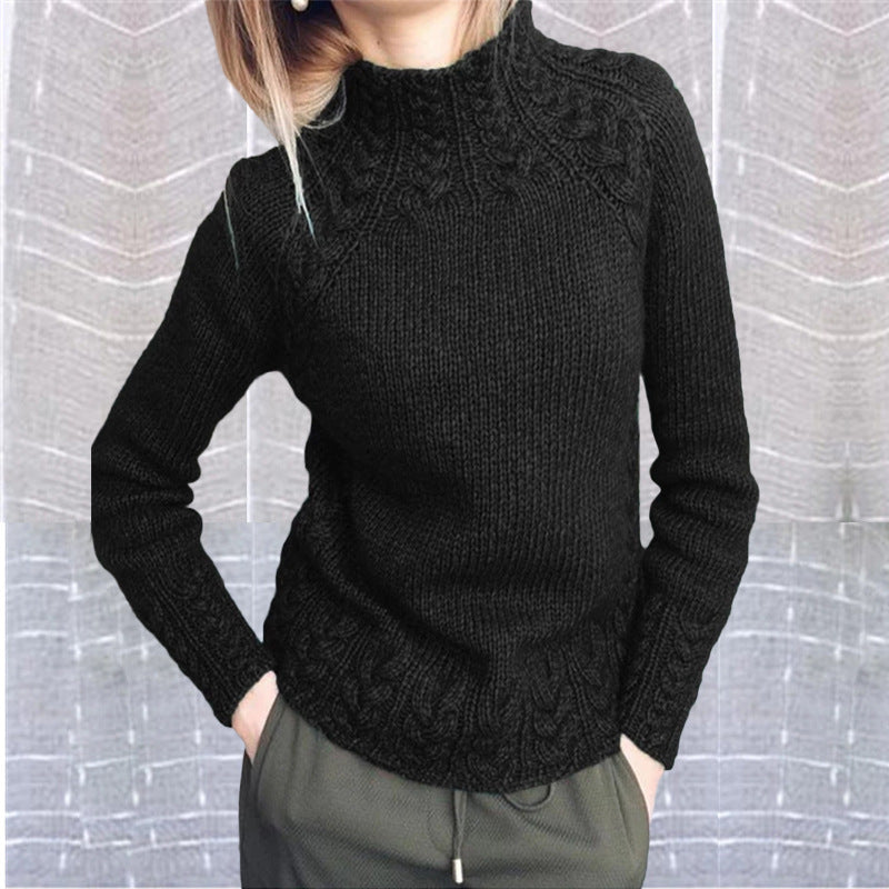 Damen nan grobgestrickter Zopfmuster-Pullover mit Stehkragen und tailliertem Schnitt Echo Archiv