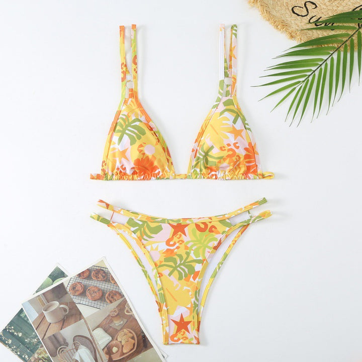 Damen Triangel-Bikini mit verspieltem Blumenmuster und raffinierten Schnürdetails Echo Archiv