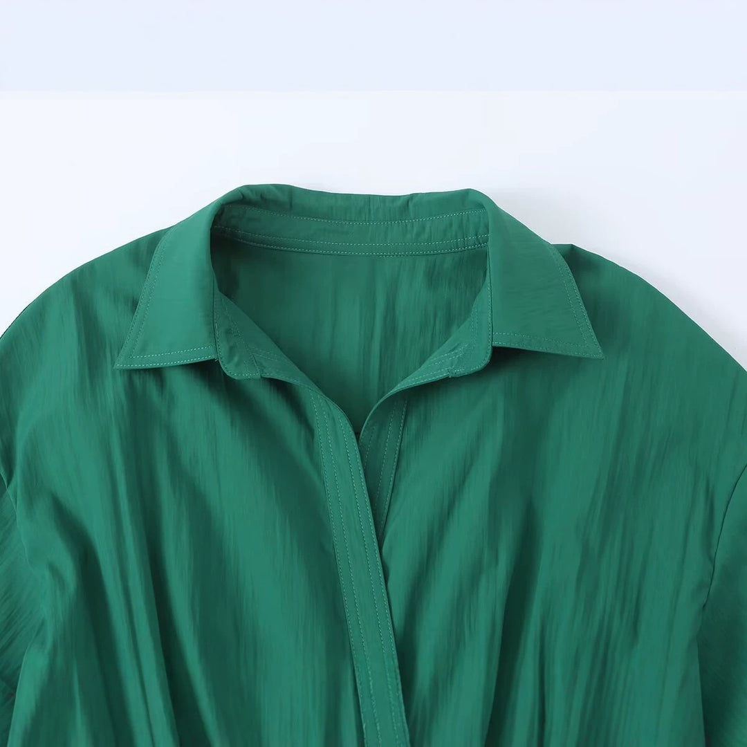 Damen Hemdblusen-Midikleid mit V-Ausschnitt, elastischer Taille und aufgesetzten Taschen Echo Archiv