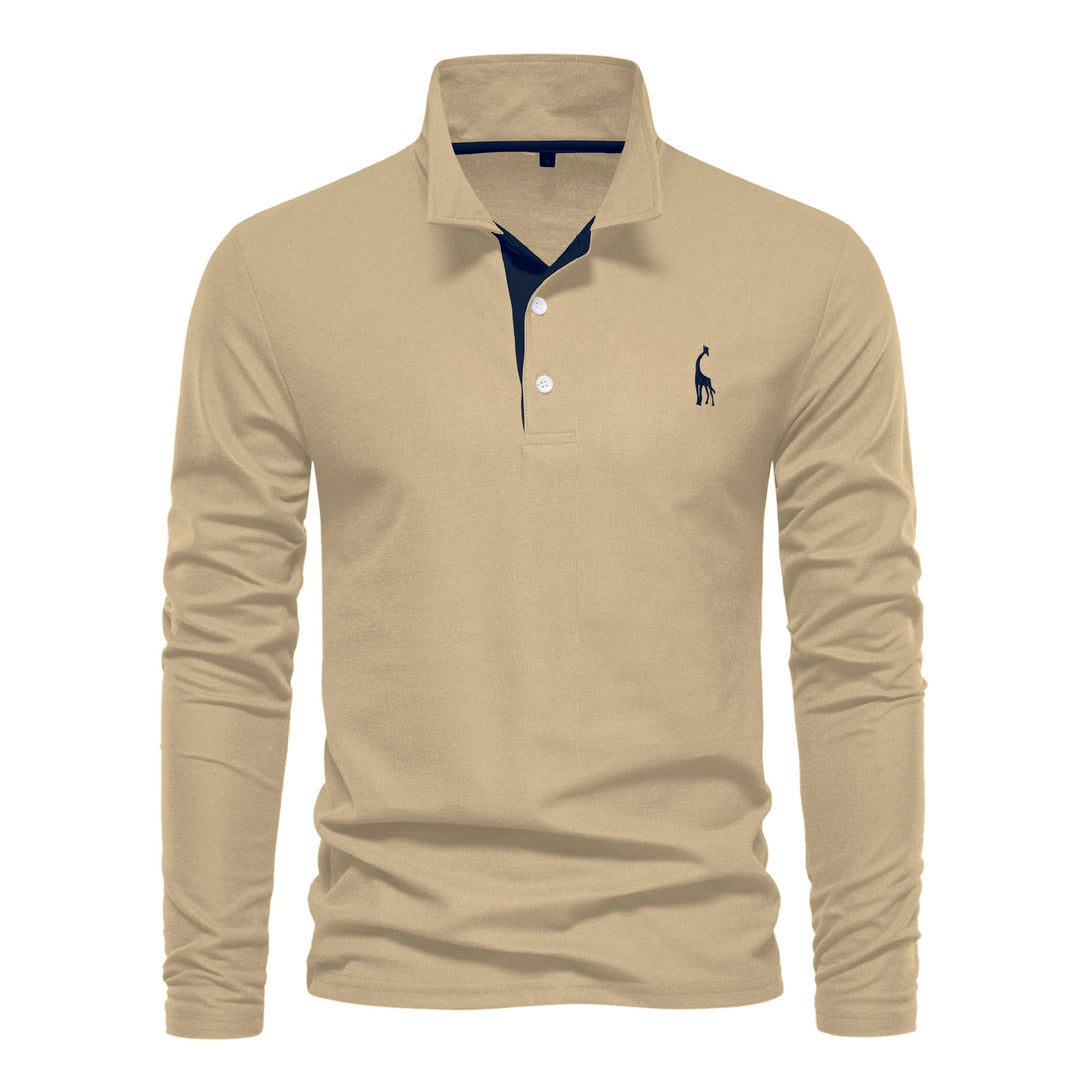 Herren Langarm Poloshirt mit modernem Kragen und atmungsaktiver Baumwollqualität – Cavello