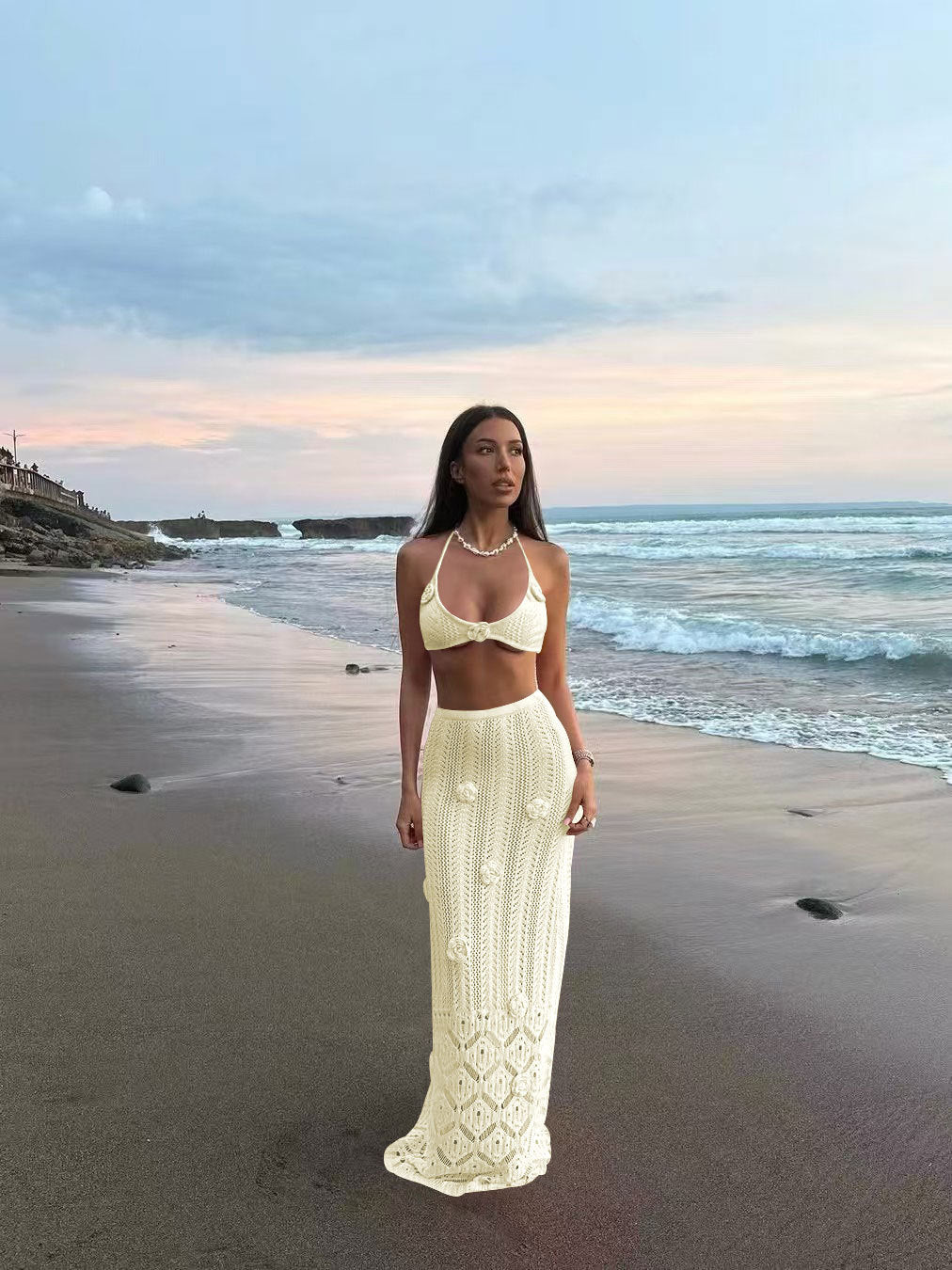 Damen Häkel-Strandkleid mit Kapuzenshirt Echo Archiv