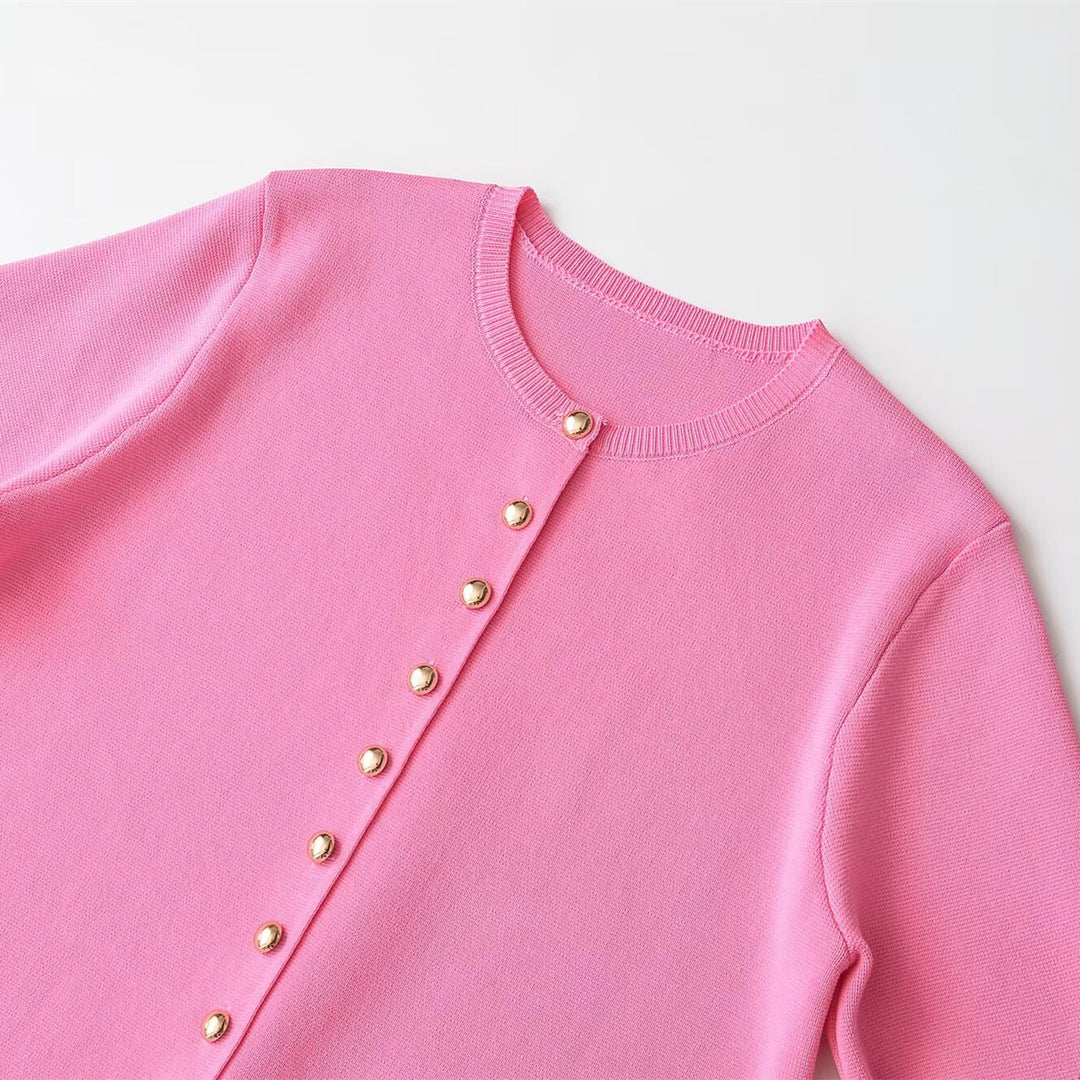 Damen nan Feinstrick-Cardigan mit kurzen Ärmeln und Zierknopfleiste Echo Archiv