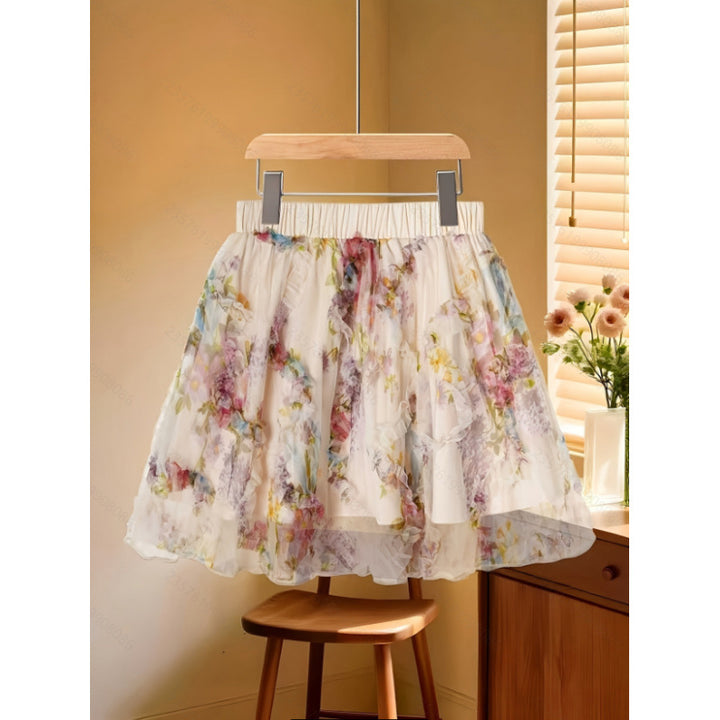 Damen Sommerrock mit floralen Applikationen und zartem Spitzenrand Echo Archiv