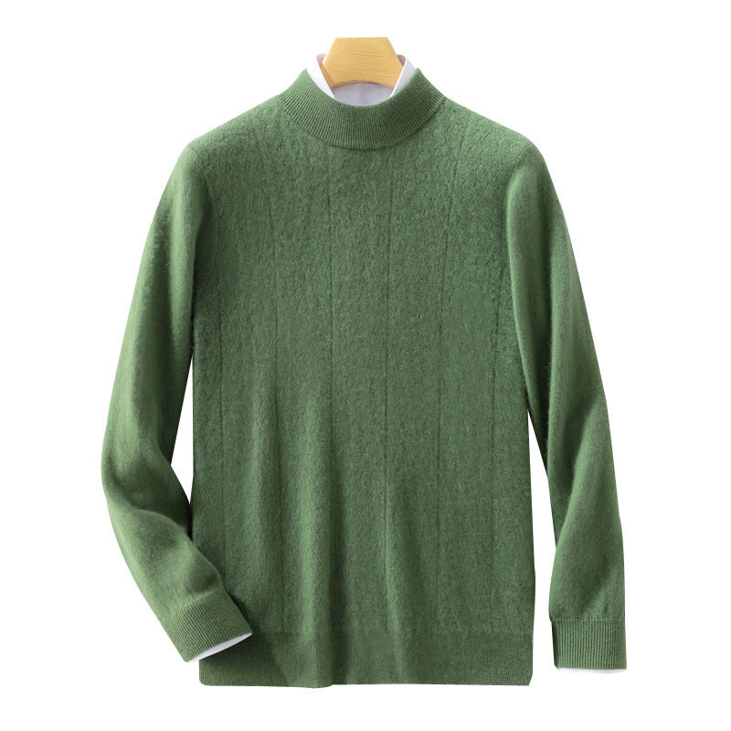 Herren Feiner Stehkragenpullover aus Kaschmir‑Optik mit dezenter Diagonalstruktur und schmalem Bund Echoarchiv